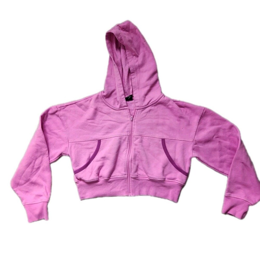 Pacsun Purple Cropped Zip Up Hoodie Drop Shoulder Fleece Sweatshirt Sz M GUC